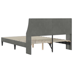 Bettrahmen mit Kopfteil Dunkelgrau Samt 120x200