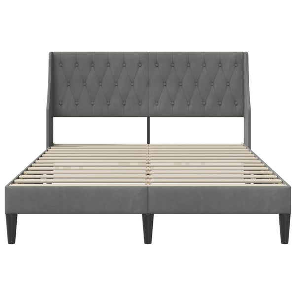 Bettrahmen mit Kopfteil Dunkelgrau Samt 120x200
