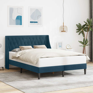 Bettrahmen Blau Samt 120x200 cm mit Kopfteil