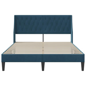 Bettrahmen Blau Samt 120x200 cm mit Kopfteil