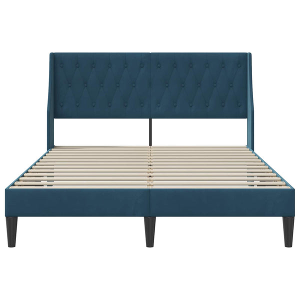 Bettrahmen Blau Samt 120x200 cm mit Kopfteil