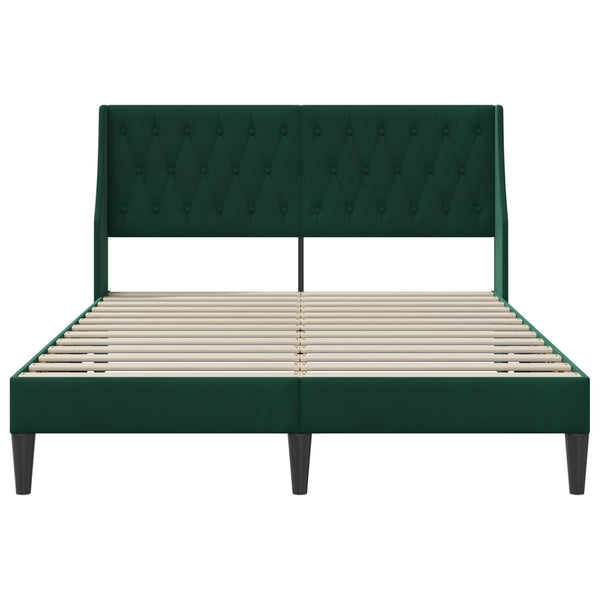Dunkelgrünes Samt Bett 140x200 cm mit Kopfteil