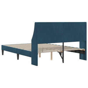 Bettrahmen Blau Samt 140x200 cm mit Kopfteil