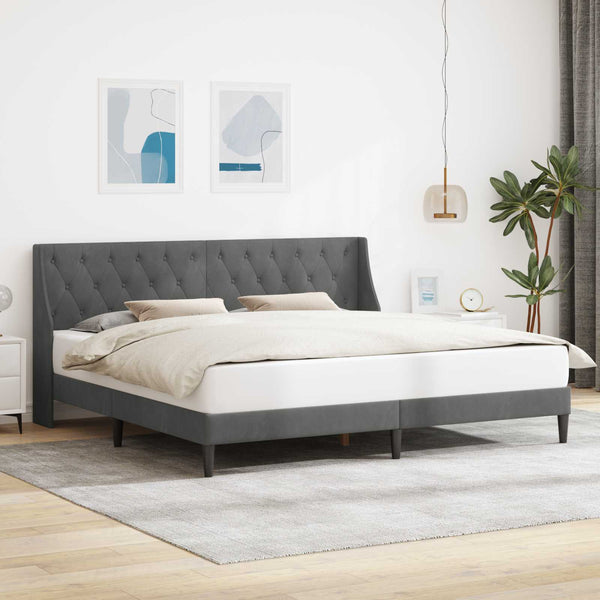 Dunkelgraues Samt Bettgestell 180x200 cm mit Kopfteil