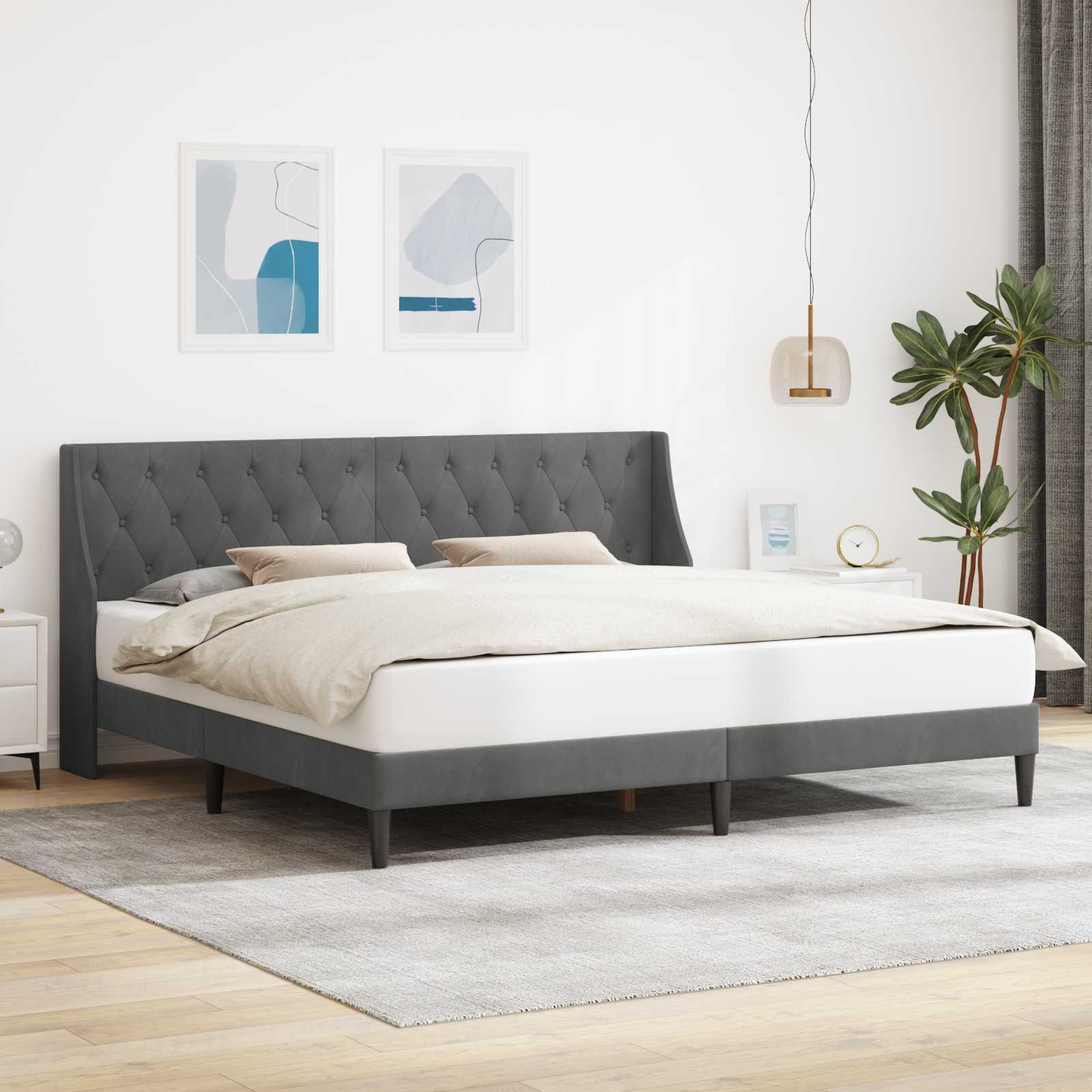Bettrahmen Samt Dunkelgrau 200x200 cm