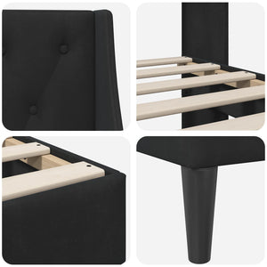 vidaXL Cadre de lit avec tête de lit Noir 200 x 200 cm Velours