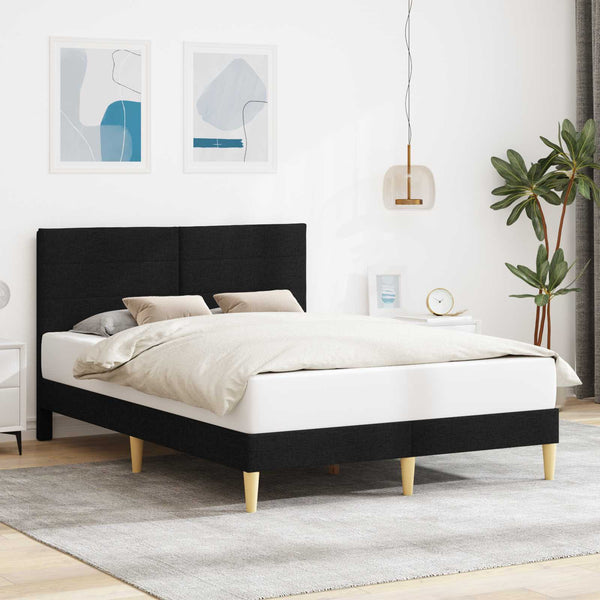 Schwarzes Stoff-Bettgestell 140x190 cm