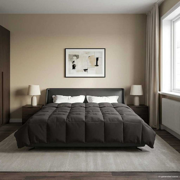 vidaXL Couette d'été matelassée anthracite 200 x 200 cm microfibre