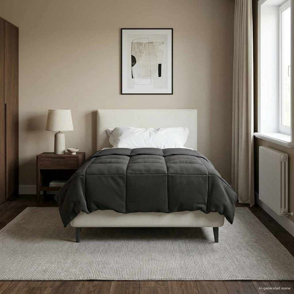 vidaXL Couette d'été matelassée Anthracite 155 x 220 cm Microfibre