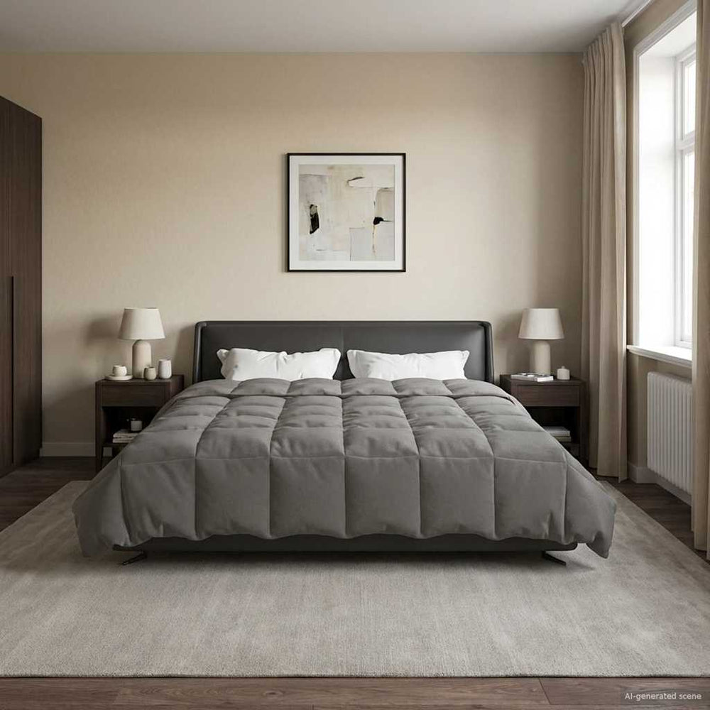 Sommerdecke 200x200 cm Hellgrau Mikrofaser