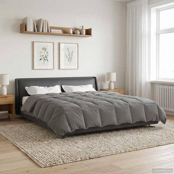 vidaXL Padded Summer Duvet Light Grey 200 x 240 cm Microfiber