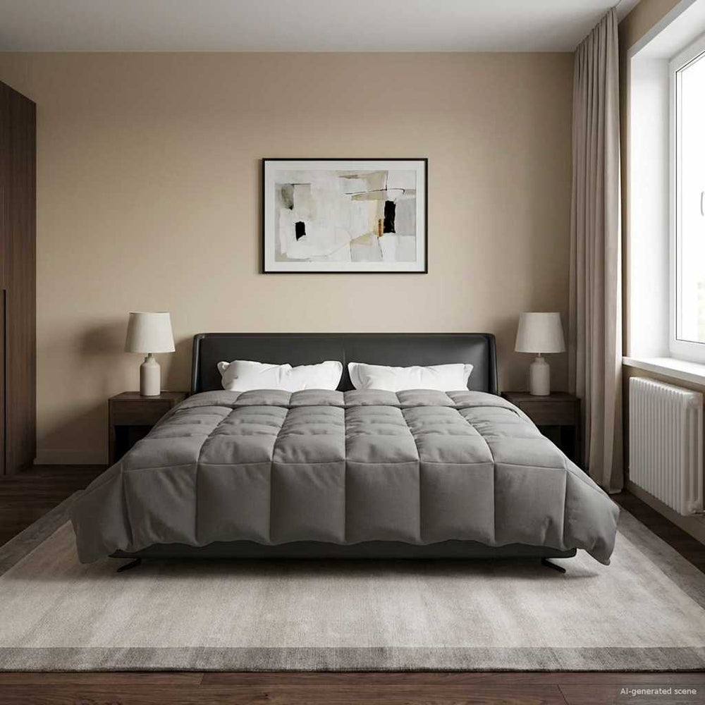 vidaXL Padded Summer Duvet Light Grey 200 x 240 cm Microfiber