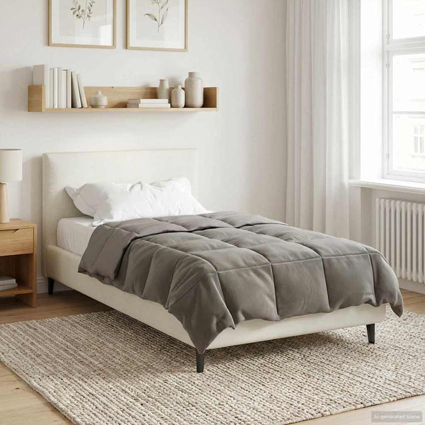 vidaXL Quilted Summer Duvet Light Grey 135 x 220 cm Microfiber