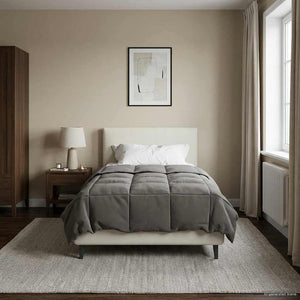 vidaXL Quilted Summer Duvet Light Grey 135 x 220 cm Microfiber