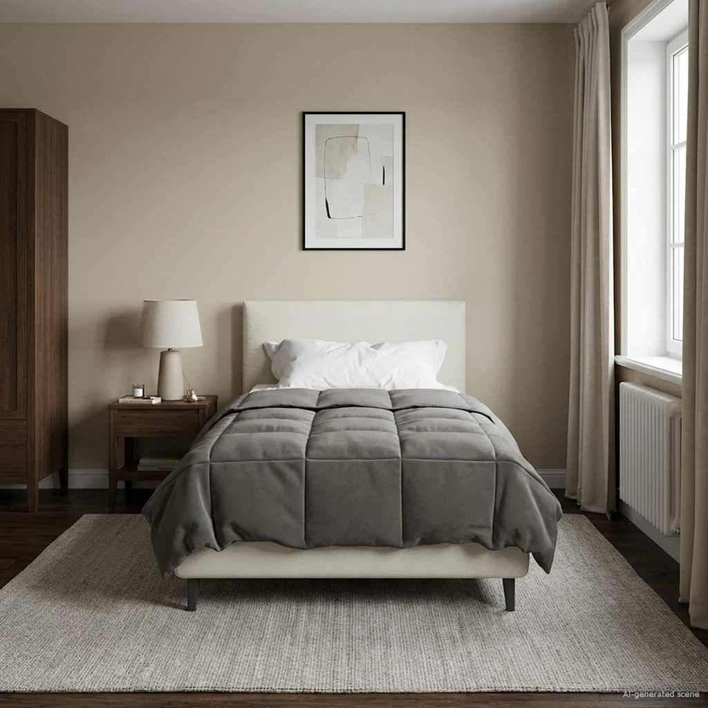 vidaXL Quilted Summer Duvet Light Grey 135 x 220 cm Microfiber