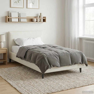 vidaXL Padded Summer Duvet Light Grey 155 x 220 cm Microfiber