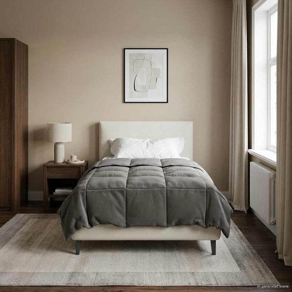vidaXL Padded Summer Duvet Light Grey 155 x 220 cm Microfiber