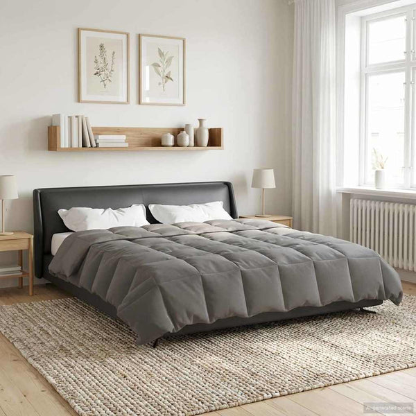 vidaXL Couette d'été matelassée gris clair 200 x 220 cm Microfibre