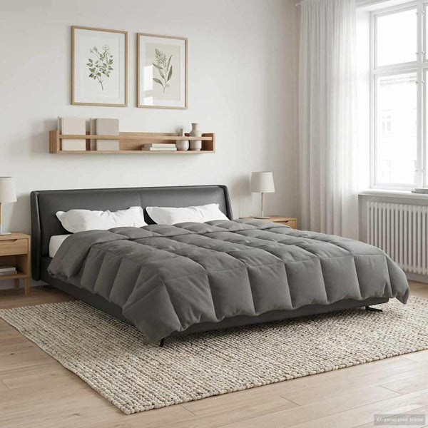 vidaXL Couette d'été matelassée Gris clair 240 x 260 cm Microfibre