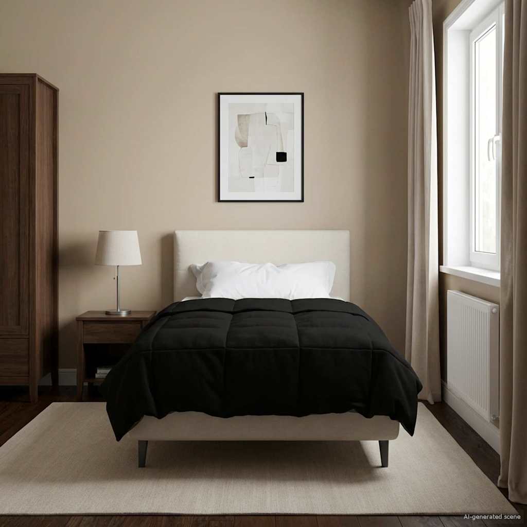 Schwarze Sommerdecke 155x200 cm Mikrofaser