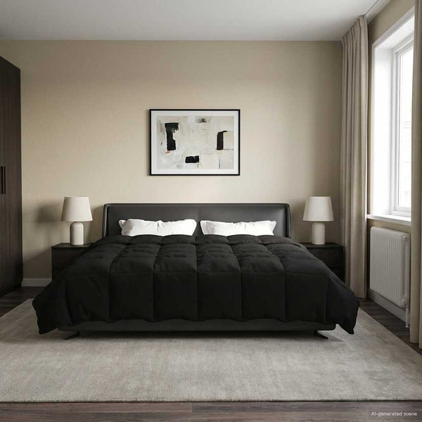 Schwarze Sommerdecke 200x200 cm Mikrofaser