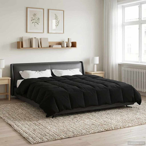 Schwarze Sommerdecke 220x260 cm Mikrofaser