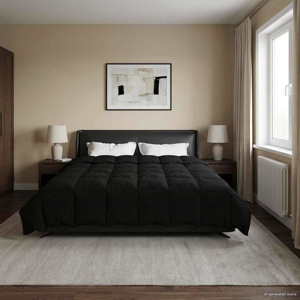 Schwarze Sommerdecke 220x260 cm Mikrofaser