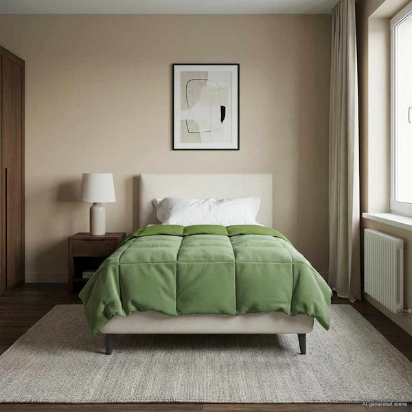 vidaXL Couverture d'été rembourrée verte 155 x 200 cm Microfibre