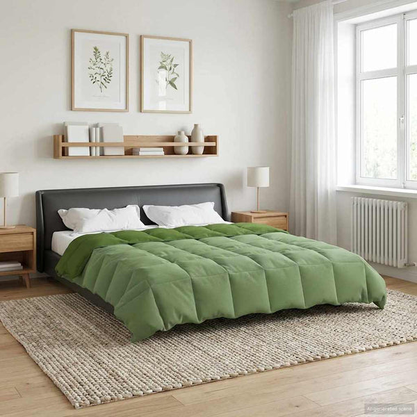 vidaXL Couette d'été matelassée Vert 200 x 200 cm Microfibre