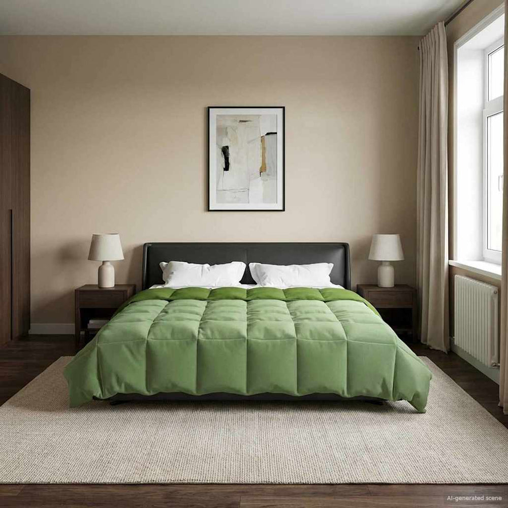 vidaXL Couette d'été matelassée Vert 200 x 200 cm Microfibre
