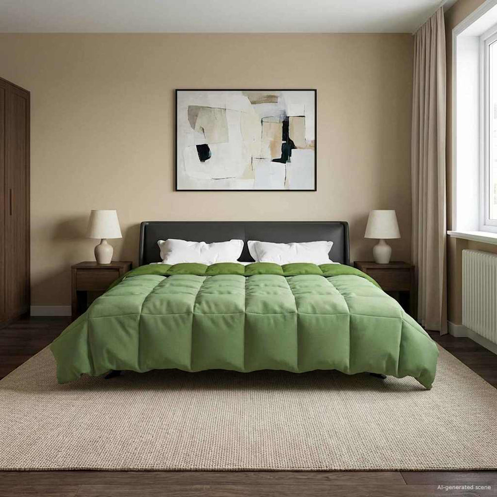 vidaXL Couette d'été matelassée Vert 200 x 220 cm Microfibre