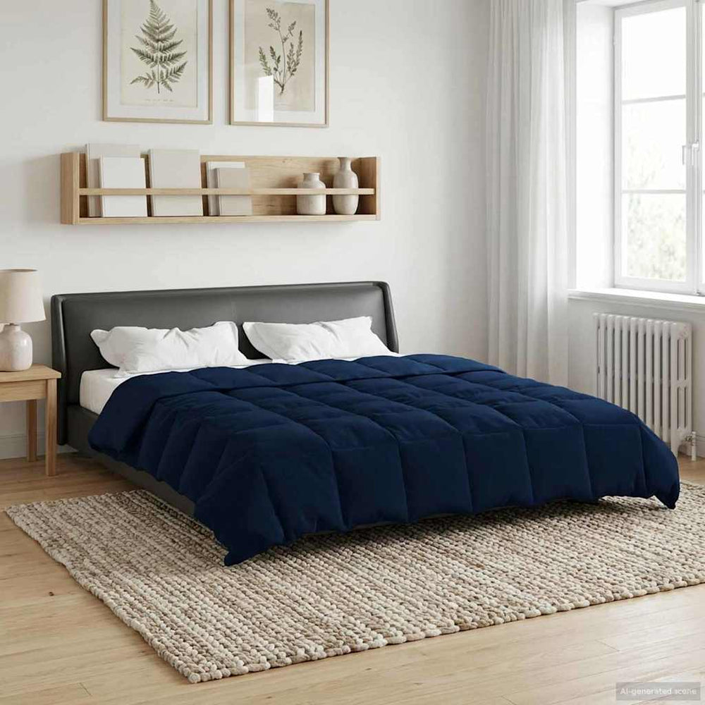 vidaXL Couvre-lit d'été rembourré bleu foncé 220 x 260 cm microfibre