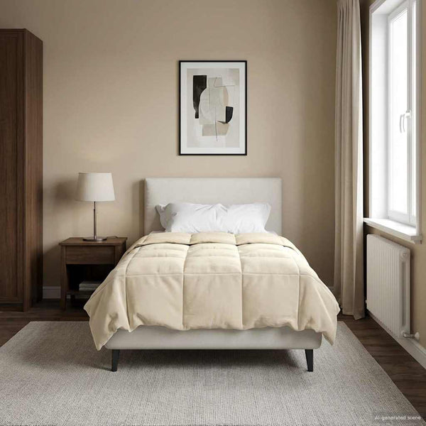 vidaXL Couette d'été matelassée crème 155 x 200 cm Microfibre