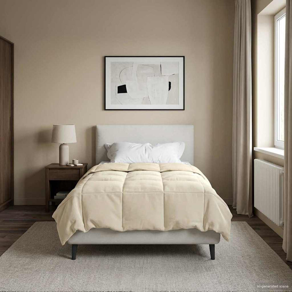 vidaXL Couverture d'été rembourrée Crème 140 x 220 cm Microfibre