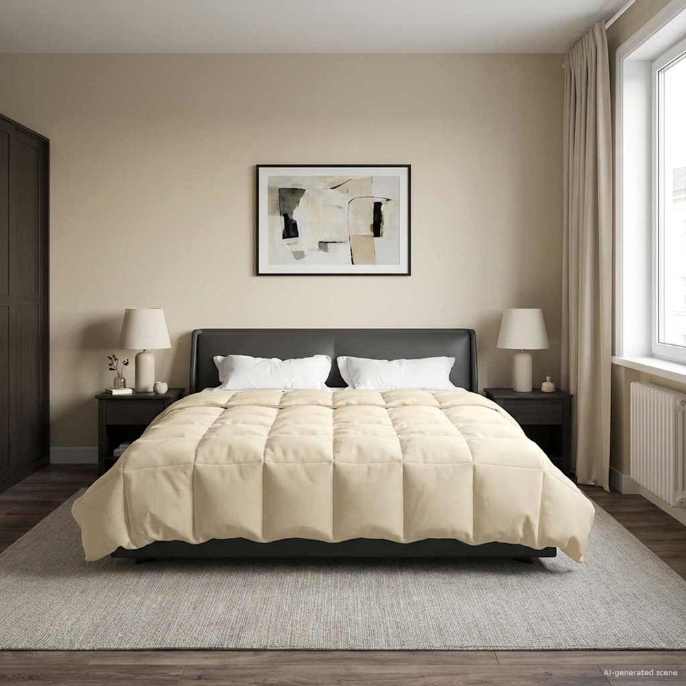 vidaXL Couverture d'été rembourrée crème 220 x 260 cm Microfibre