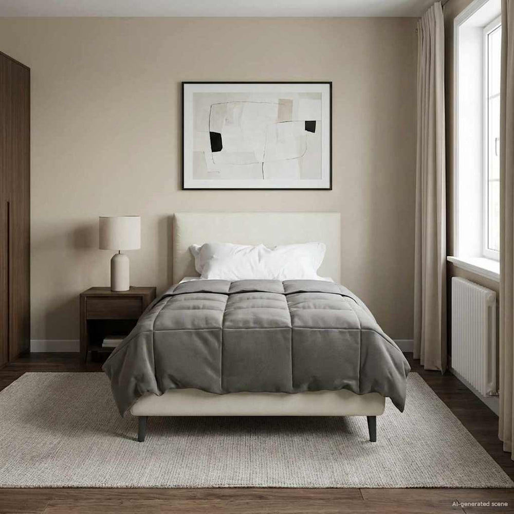 vidaXL All-Season Duvet Padded Light Grey 155 x 200 cm Microfiber