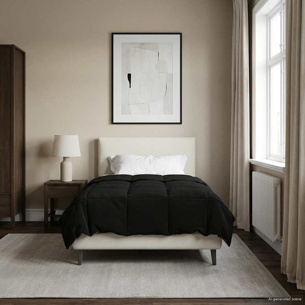Ganzjahresbettdecke 135x200 cm Schwarz Mikrofaser