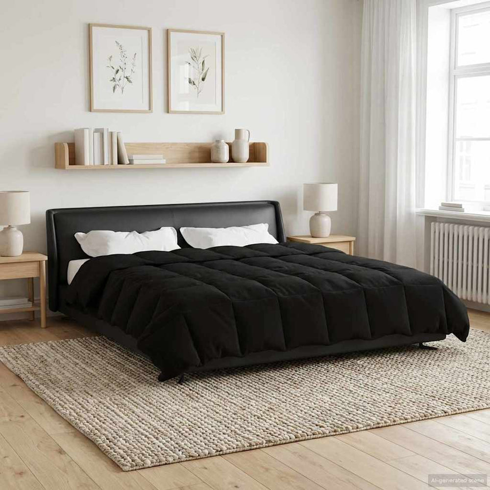 vidaXL All-Season Duvet Padded Black 200 x 240 cm Microfiber