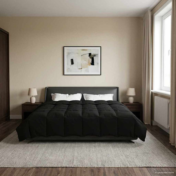 Gepolsterte Ganzjahresbettdecke Schwarz 200x240cm