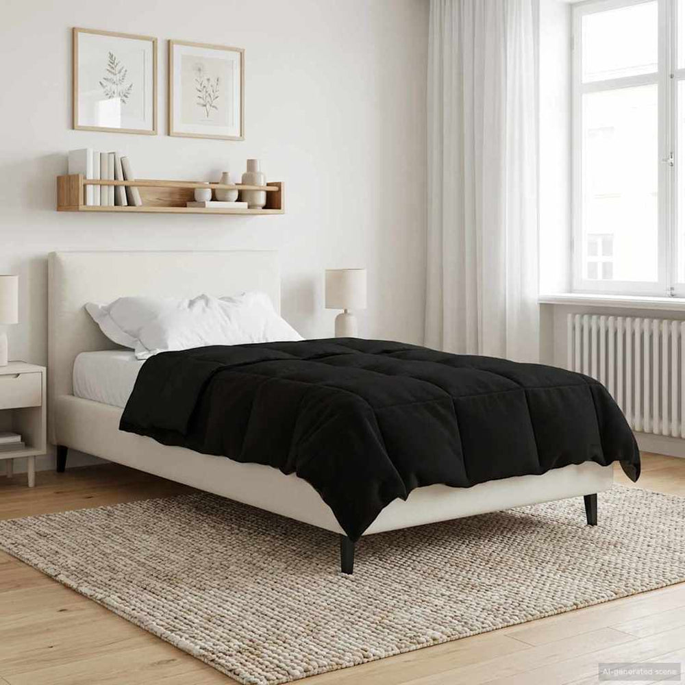 vidaXL Couette toutes saisons matelassée noire 140 x 220 cm Microfibre