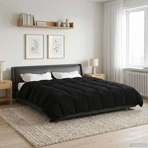 Couette toutes saisons vidaXL matelassée noire 200 x 220 cm microfibre