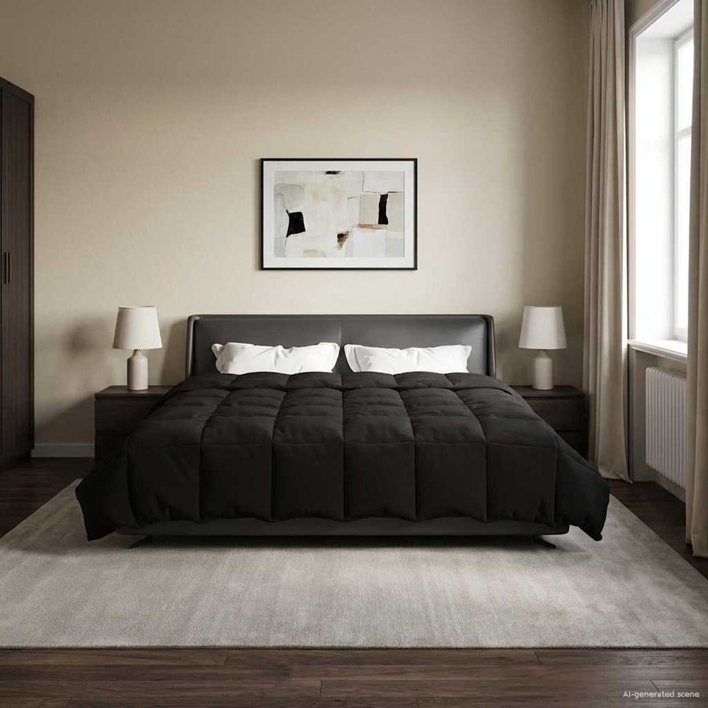 vidaXL All-Season Duvet Padded Black 220 x 260 cm Microfiber