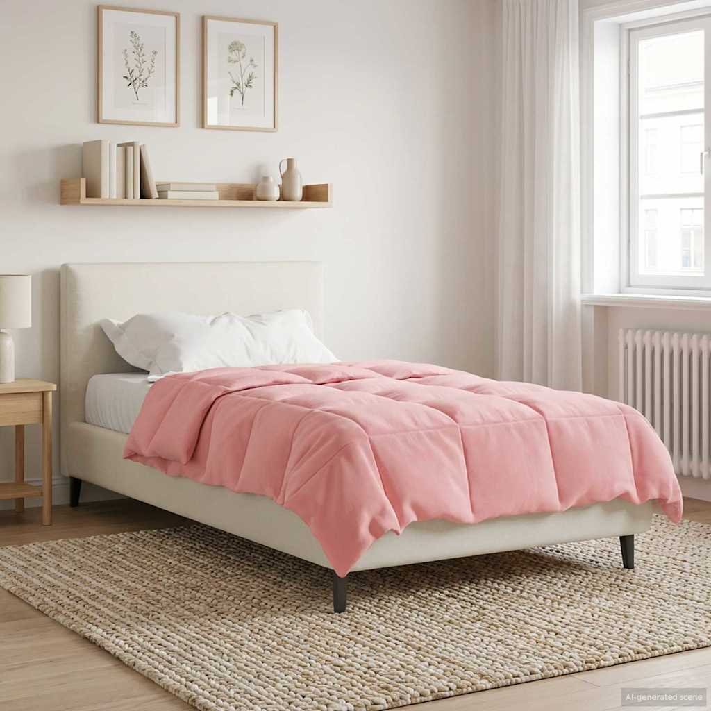 vidaXL Couette Toutes Saisons Matelassée Rose 135 x 220 cm Microfibre