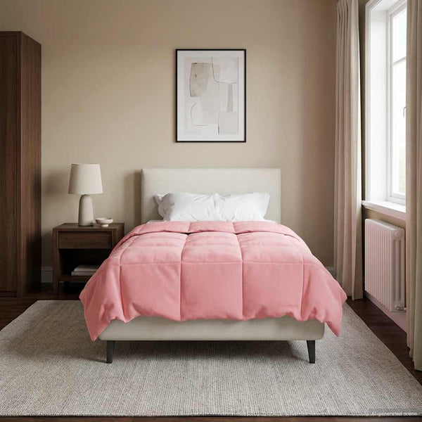 vidaXL Couette Toutes Saisons Matelassée Rose 135 x 220 cm Microfibre