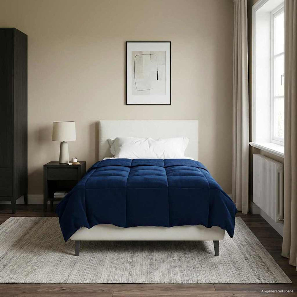 vidaXL All-Season Duvet Dark Blue 135 x 200 cm Microfiber