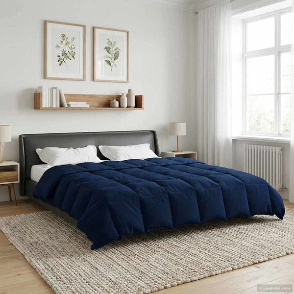 Dunkelblaue Ganzjahresbettdecke 200x200 cm