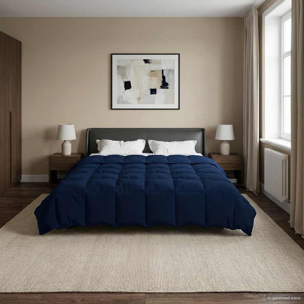 vidaXL Couette toutes saisons bleu foncé 200 x 200 cm microfibre