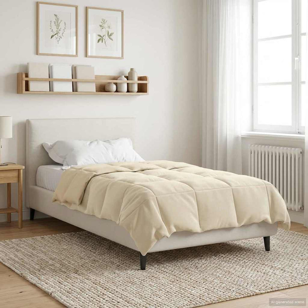 vidaXL All-Season Duvet Padded Cream 135 x 220 cm Microfiber