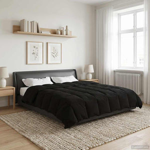 Winterbettdecke Gepolstert Schwarz 200x200 cm