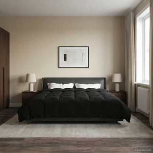 Winterbettdecke Gepolstert Schwarz 200x200 cm